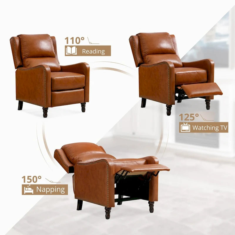 Fauteuil inclinable en cuir véritable - Style Mid-Century