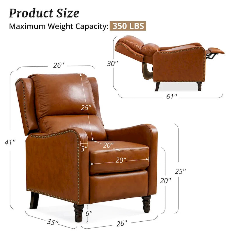 Fauteuil inclinable en cuir véritable - Style Mid-Century