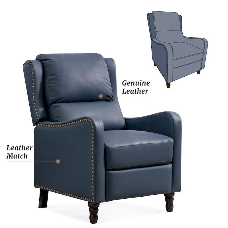 Fauteuil inclinable en cuir véritable - Style Mid-Century