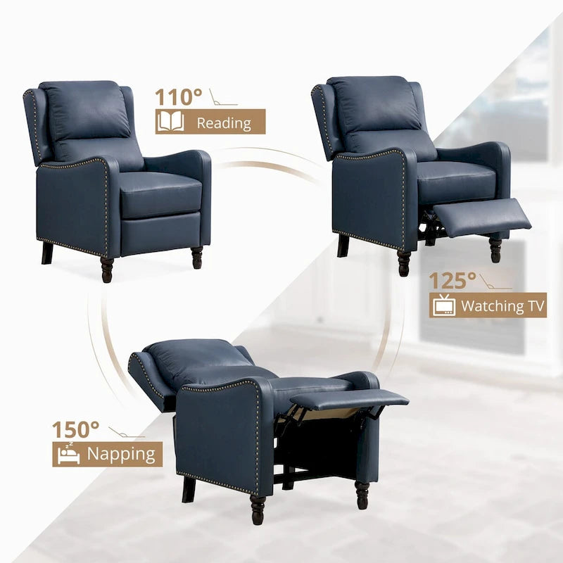 Fauteuil inclinable en cuir véritable - Style Mid-Century
