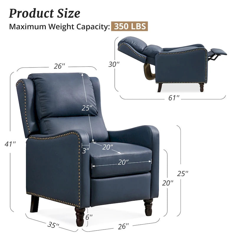 Fauteuil inclinable en cuir véritable - Style Mid-Century