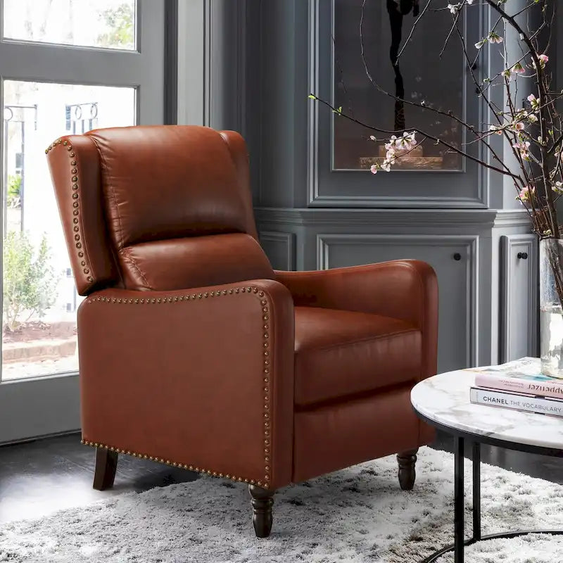 Fauteuil inclinable en cuir véritable - Style Mid-Century