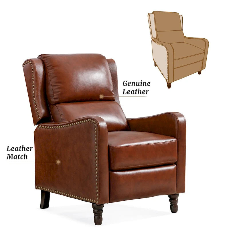 Fauteuil inclinable en cuir véritable - Style Mid-Century