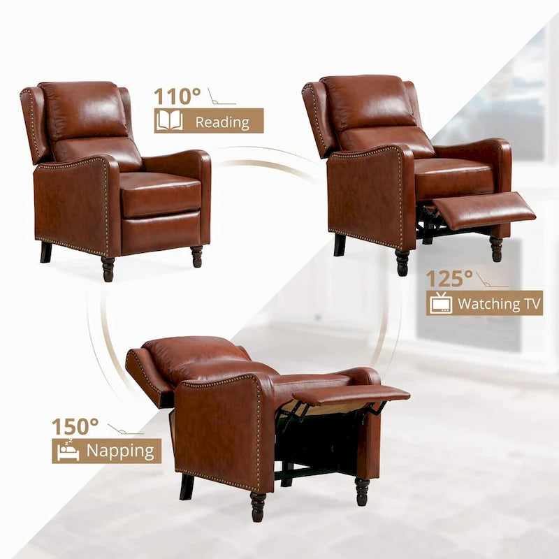 Fauteuil inclinable en cuir véritable - Style Mid-Century