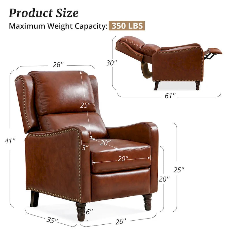 Fauteuil inclinable en cuir véritable - Style Mid-Century
