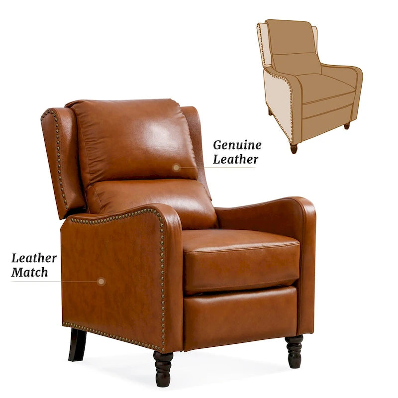 Fauteuil inclinable en cuir véritable - Style Mid-Century