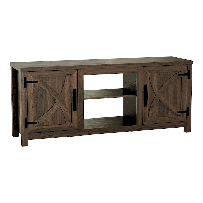 58 Farmhouse Barn Door Entryway Storage Console Table TV Stand - 58 inches in width
