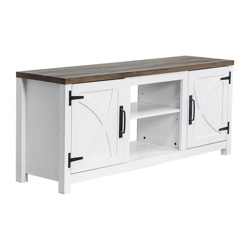 58 Farmhouse Barn Door Entryway Storage Console Table TV Stand - 58 inches in width
