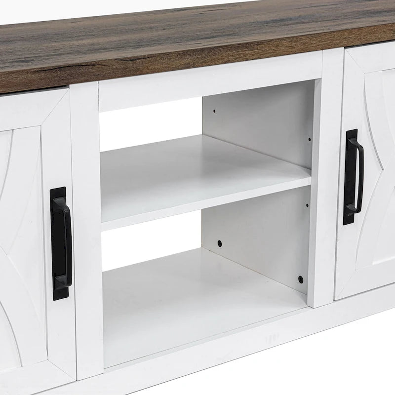 58 Farmhouse Barn Door Entryway Storage Console Table TV Stand - 58 inches in width
