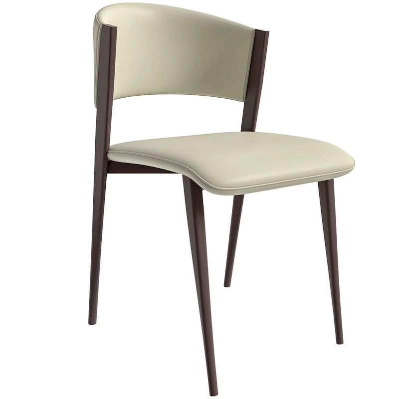 Chaise de salle à manger moderne avec assise en cuir PU et métal noir