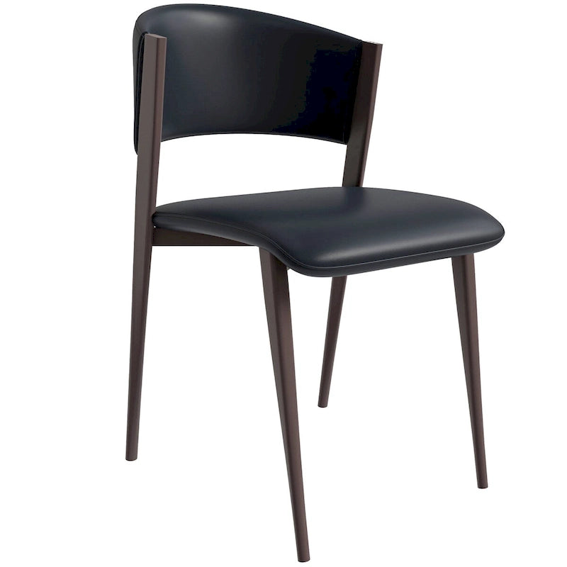 Chaise de salle à manger moderne avec assise en cuir PU et métal noir