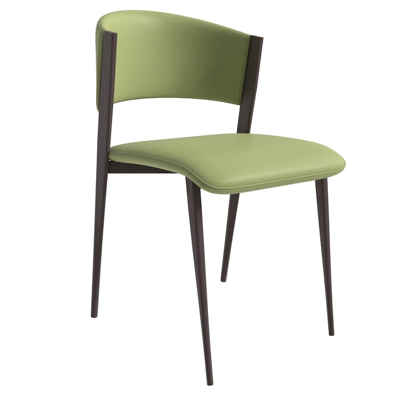 Chaise de salle à manger moderne avec assise en cuir PU et métal noir