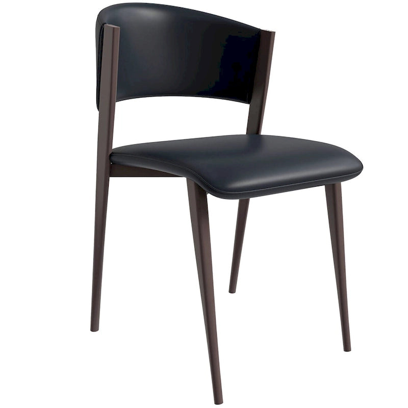 Chaise de salle à manger moderne avec assise en cuir PU et métal noir