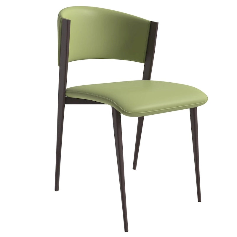 Chaise de salle à manger moderne avec assise en cuir PU et métal noir