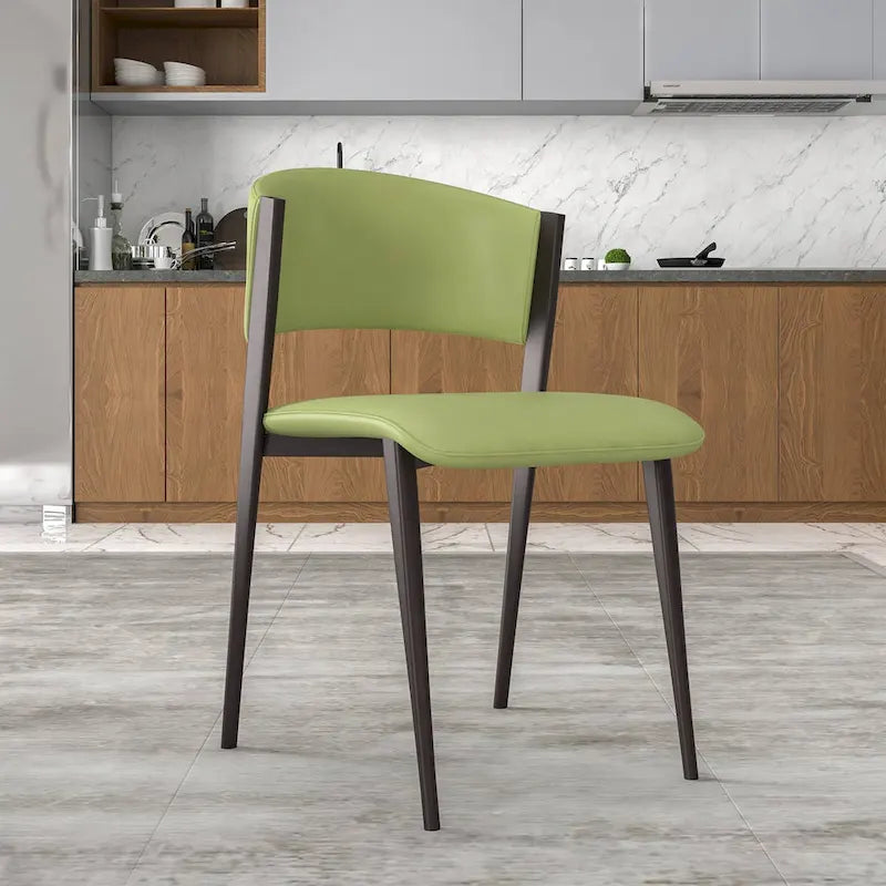Chaise de salle à manger moderne avec assise en cuir PU et métal noir