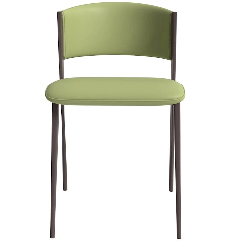 Chaise de salle à manger moderne avec assise en cuir PU et métal noir