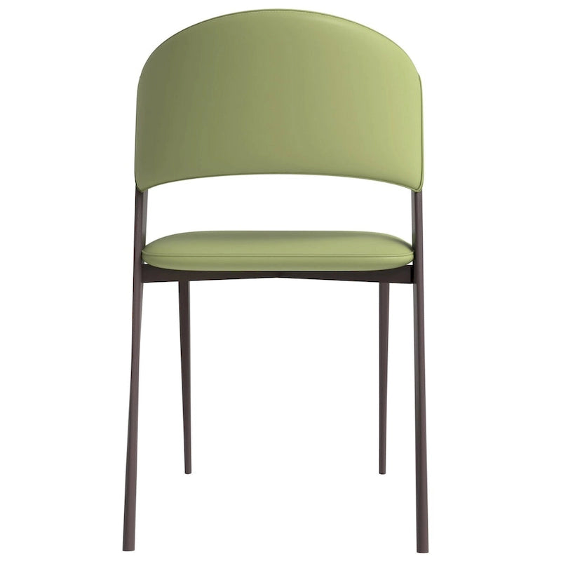 Chaise de salle à manger moderne avec assise en cuir PU et métal noir