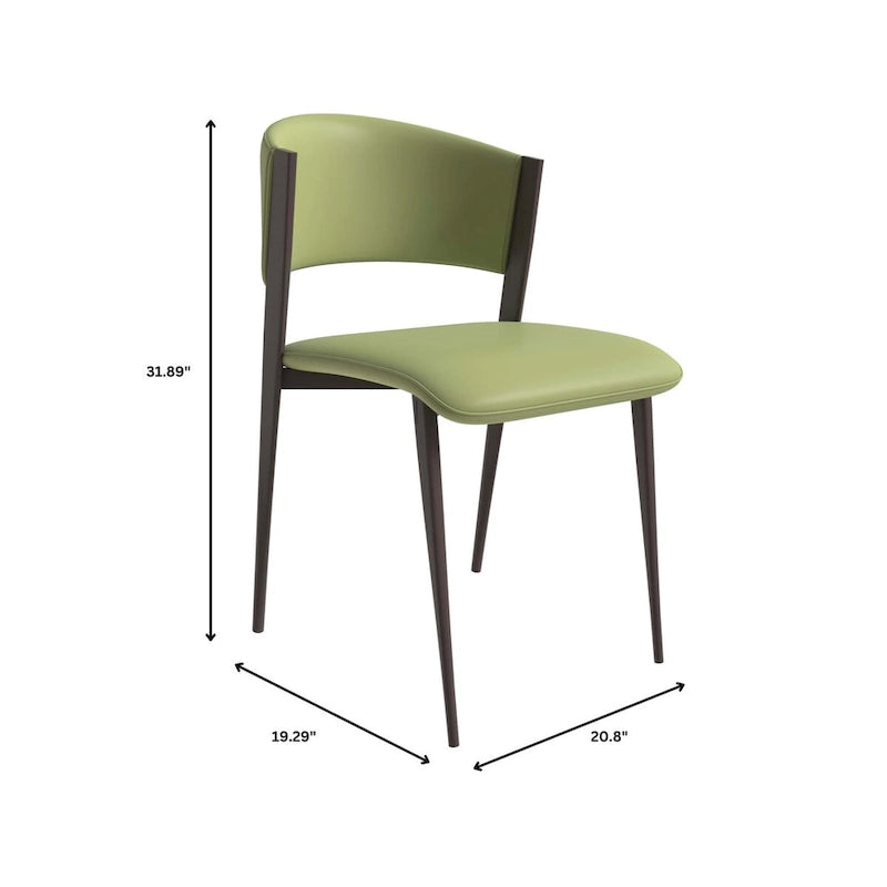 Chaise de salle à manger moderne avec assise en cuir PU et métal noir