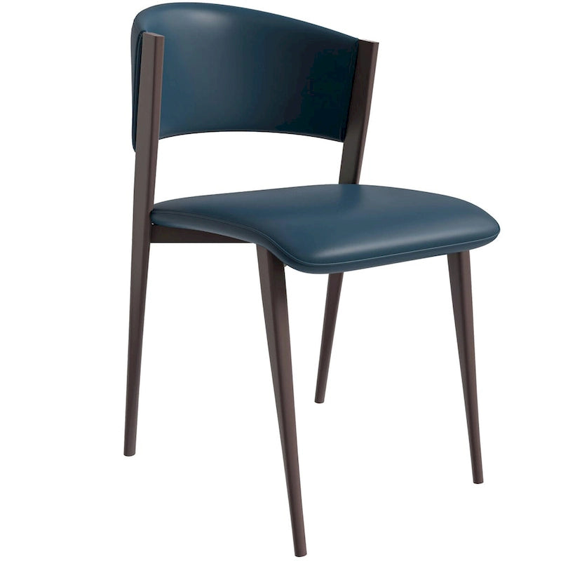 Chaise de salle à manger moderne avec assise en cuir PU et métal noir