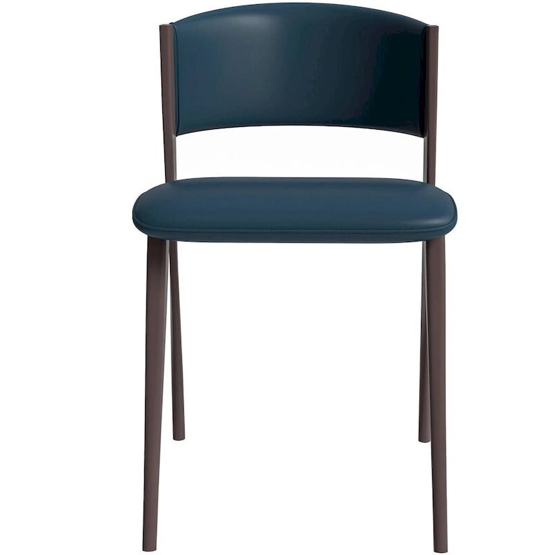 Chaise de salle à manger moderne avec assise en cuir PU et métal noir
