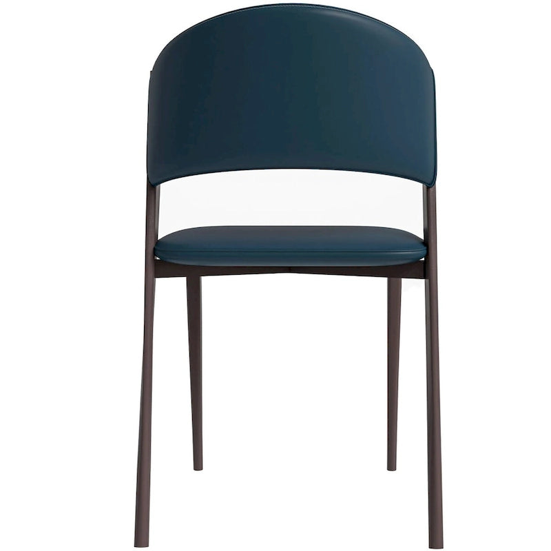 Chaise de salle à manger moderne avec assise en cuir PU et métal noir