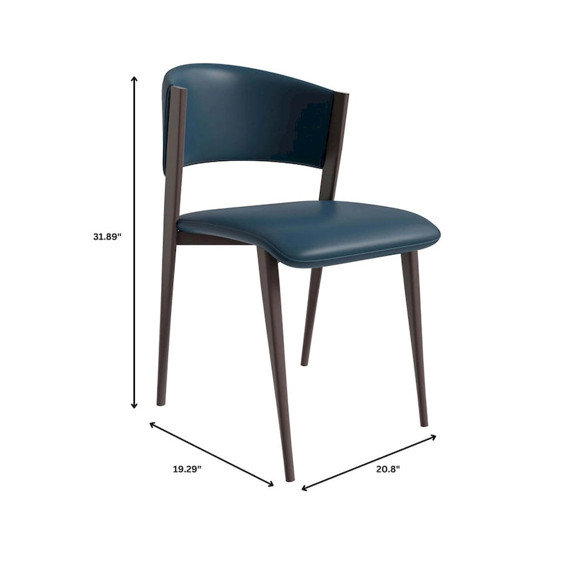 Chaise de salle à manger moderne avec assise en cuir PU et métal noir
