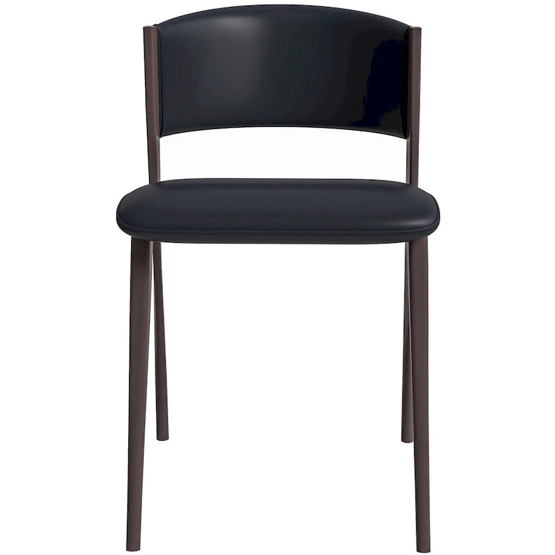 Chaise de salle à manger moderne avec assise en cuir PU et métal noir