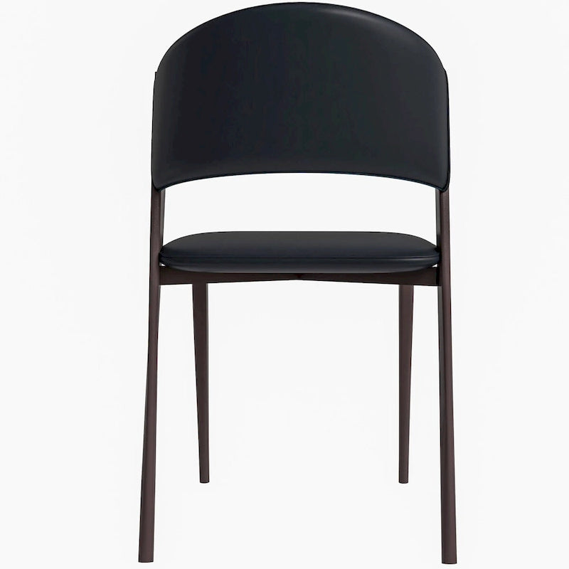 Chaise de salle à manger moderne avec assise en cuir PU et métal noir
