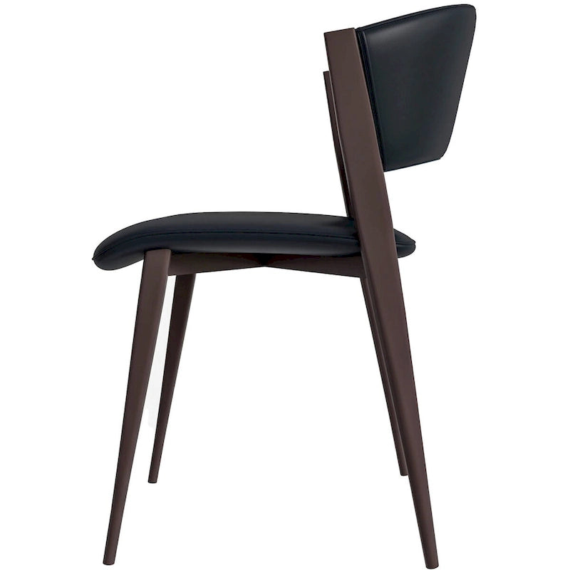 Chaise de salle à manger moderne avec assise en cuir PU et métal noir