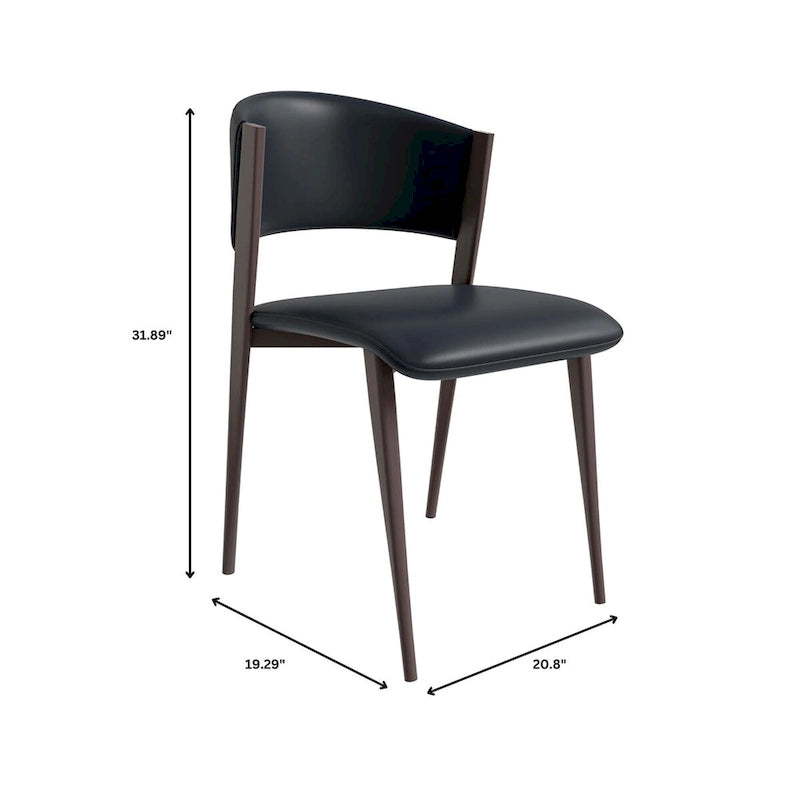 Chaise de salle à manger moderne avec assise en cuir PU et métal noir