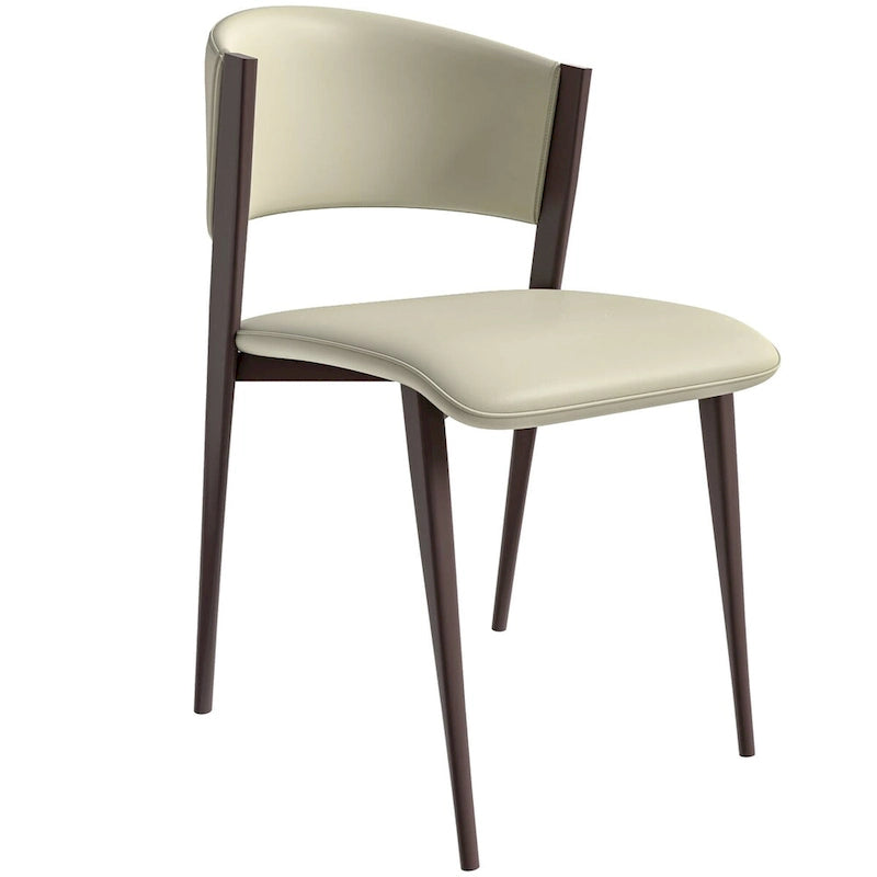 Chaise de salle à manger moderne avec assise en cuir PU et métal noir