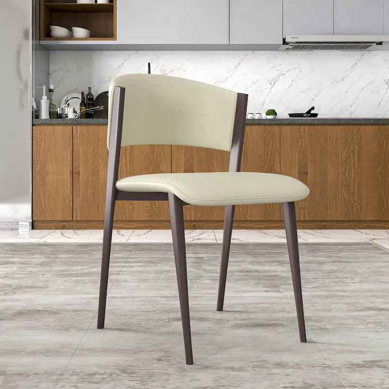Chaise de salle à manger moderne avec assise en cuir PU et métal noir