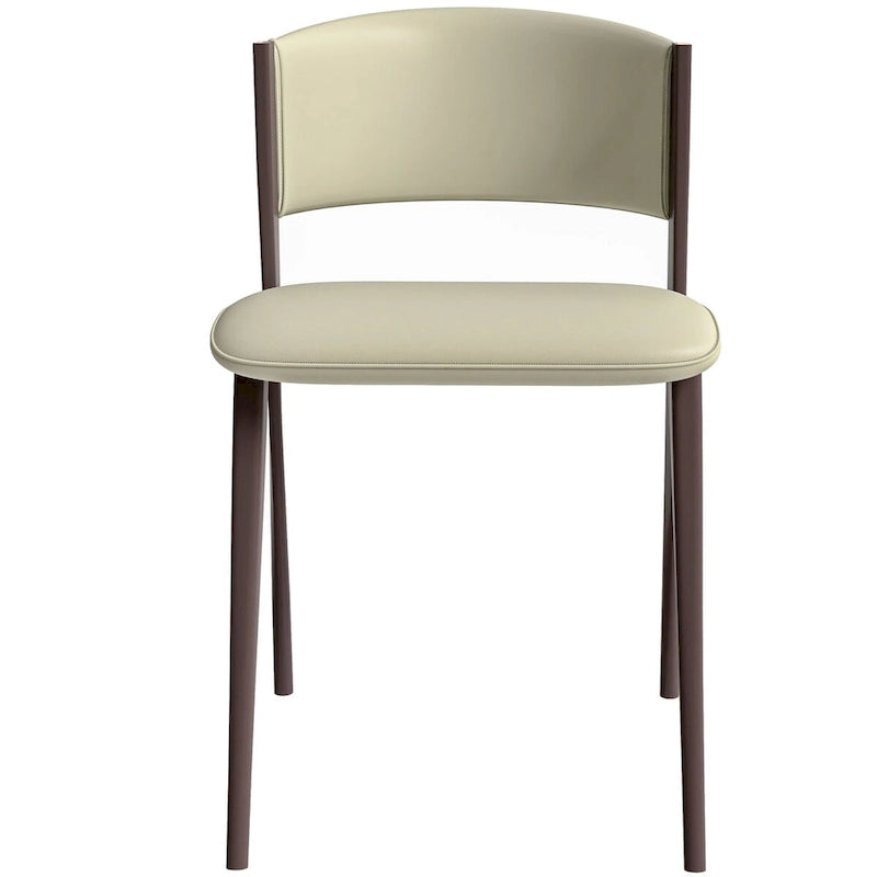 Chaise de salle à manger moderne avec assise en cuir PU et métal noir