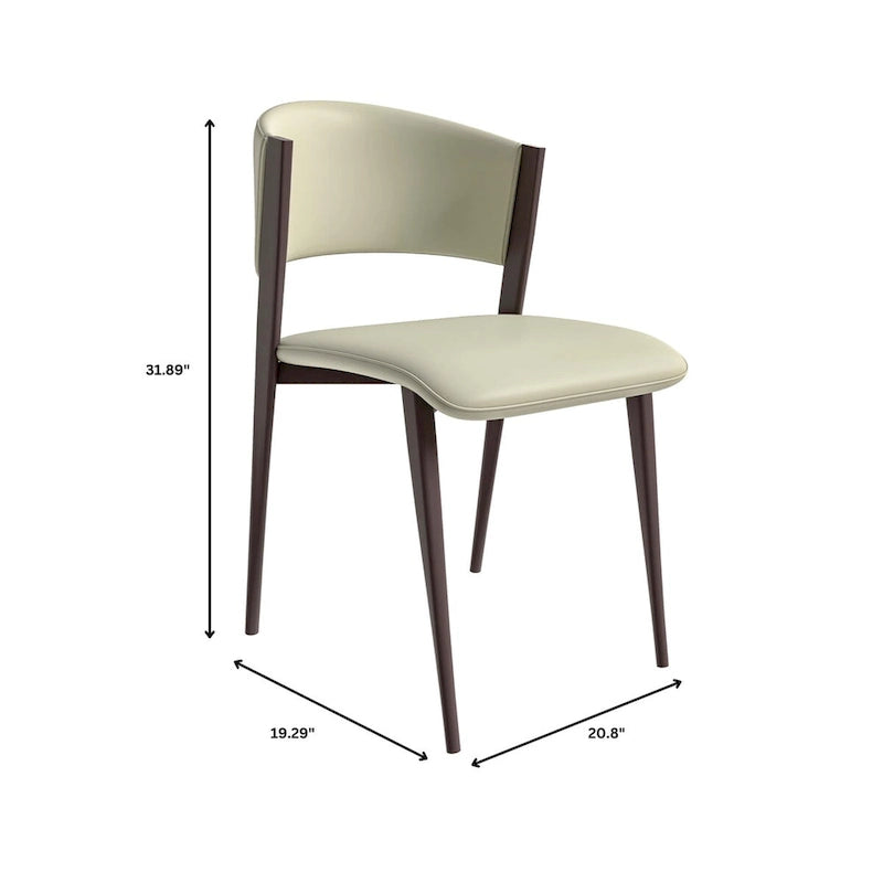 Chaise de salle à manger moderne avec assise en cuir PU et métal noir