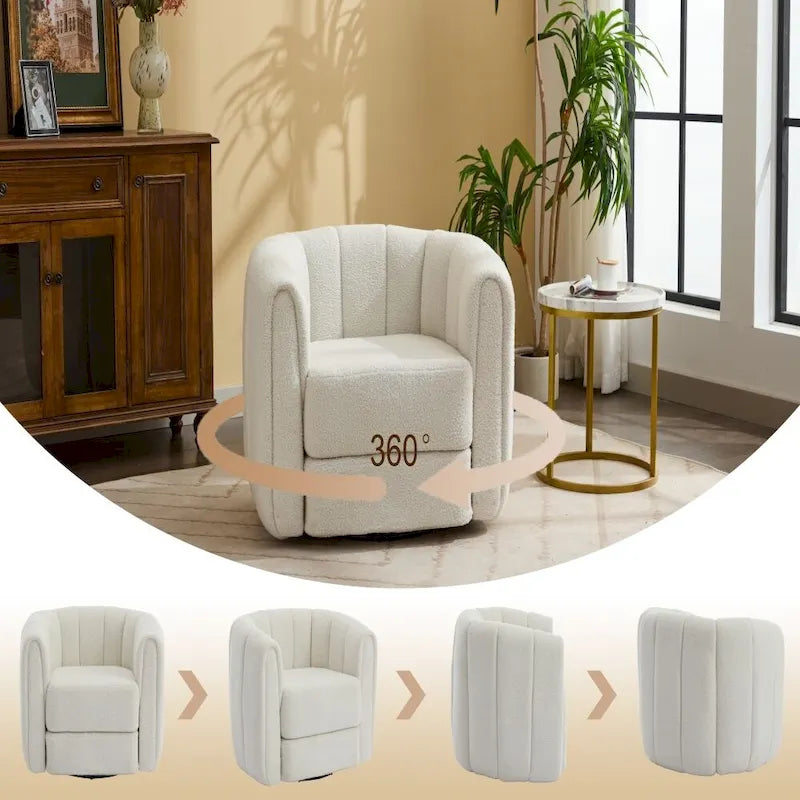 Fauteuil d'appoint pivotant, fauteuils ronds modernes rembourrés, fauteuil d'appoint pivotant confortable