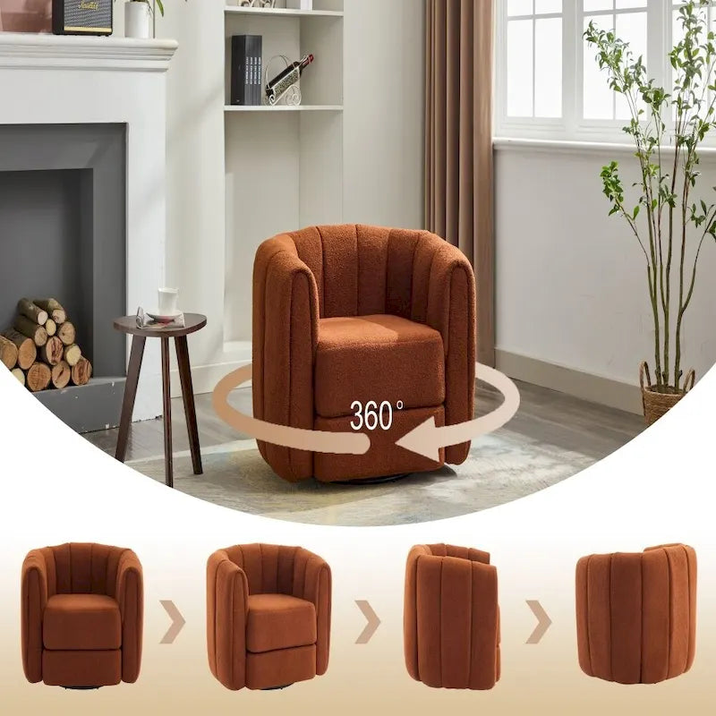Fauteuil d'appoint pivotant, fauteuils ronds modernes rembourrés, fauteuil d'appoint pivotant confortable