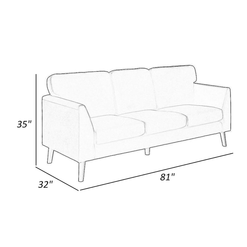 81-inch Yellow Velvet Sofa with Reversible Cushions and Dark Brown Wood Legs