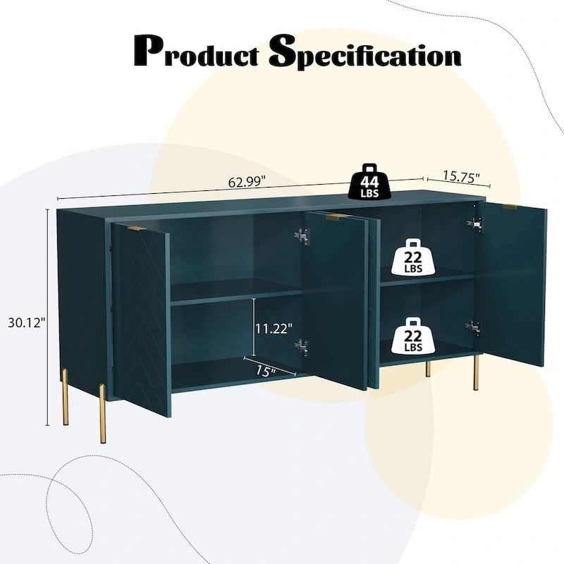 Buffet bahut quatre portes Mid-Century
