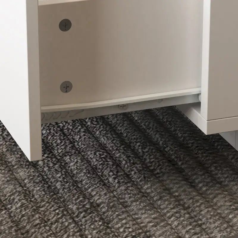 Table basse blanche à 2 tiroirs avec plateau d'affichage à LED