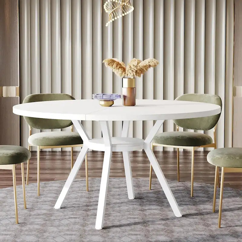 47 Inches Modern Round Dining Table for 4 - 47.2D x 47.2W x 29.9H