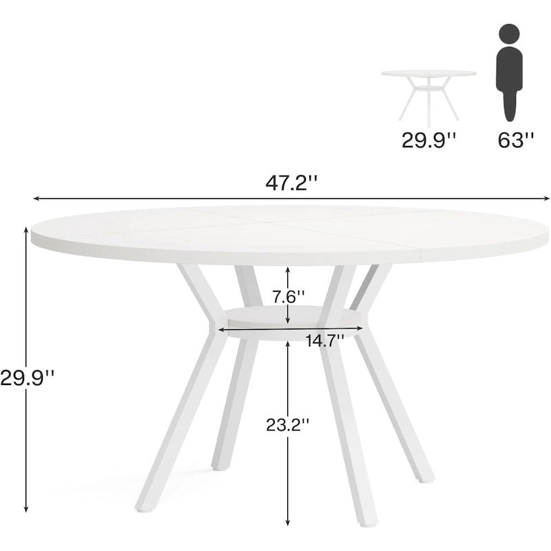 47 Inches Modern Round Dining Table for 4 - 47.2D x 47.2W x 29.9H