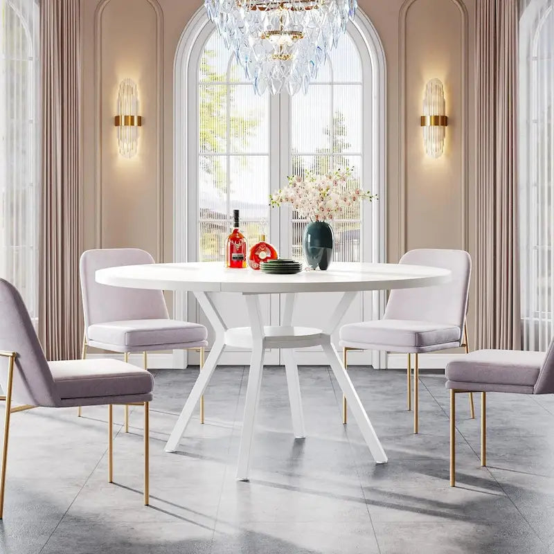 47 Inches Modern Round Dining Table for 4 - 47.2D x 47.2W x 29.9H