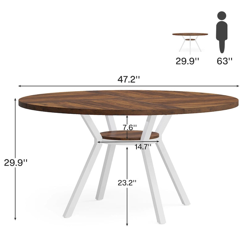 47 Inches Modern Round Dining Table for 4 - 47.2D x 47.2W x 29.9H