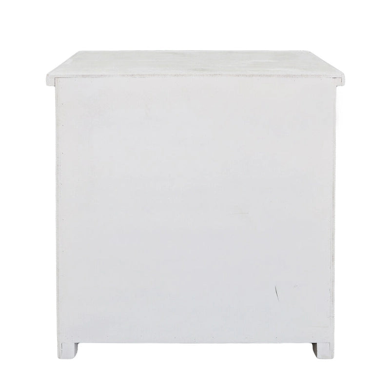 Meuble de Rangement Rustique en Bois Sculpté avec 1 Tiroir et 2 Portes, Blanc Antique, 79 cm H - 70,1 x 35,1 x 79 cm