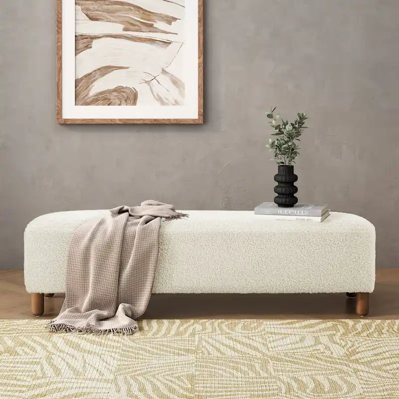 Banc ottoman moderne en bouclé