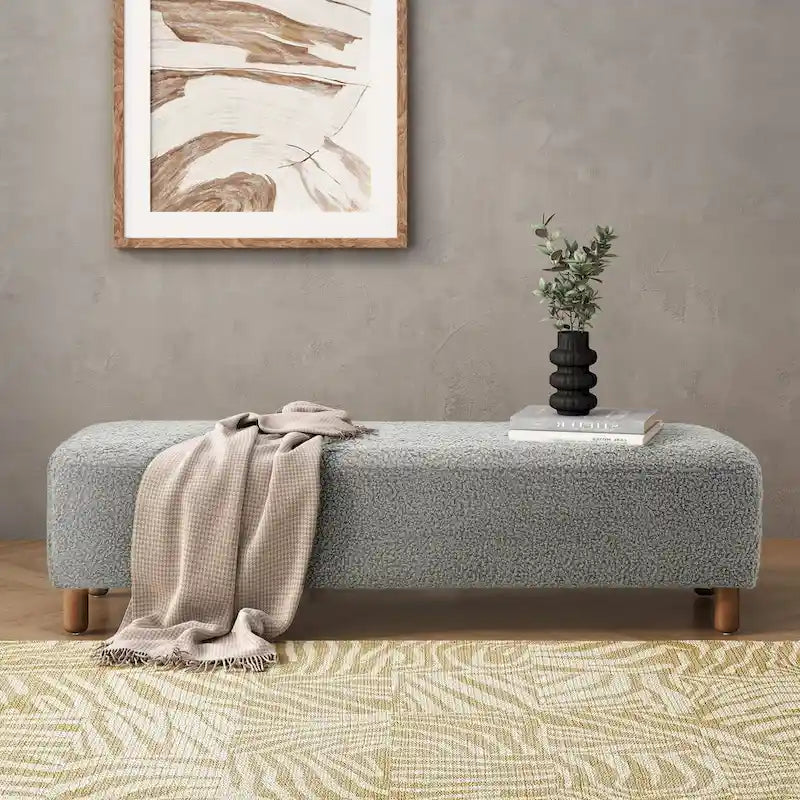 Banc ottoman moderne en bouclé