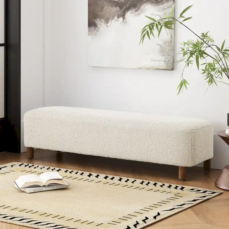 Banc ottoman moderne en bouclé