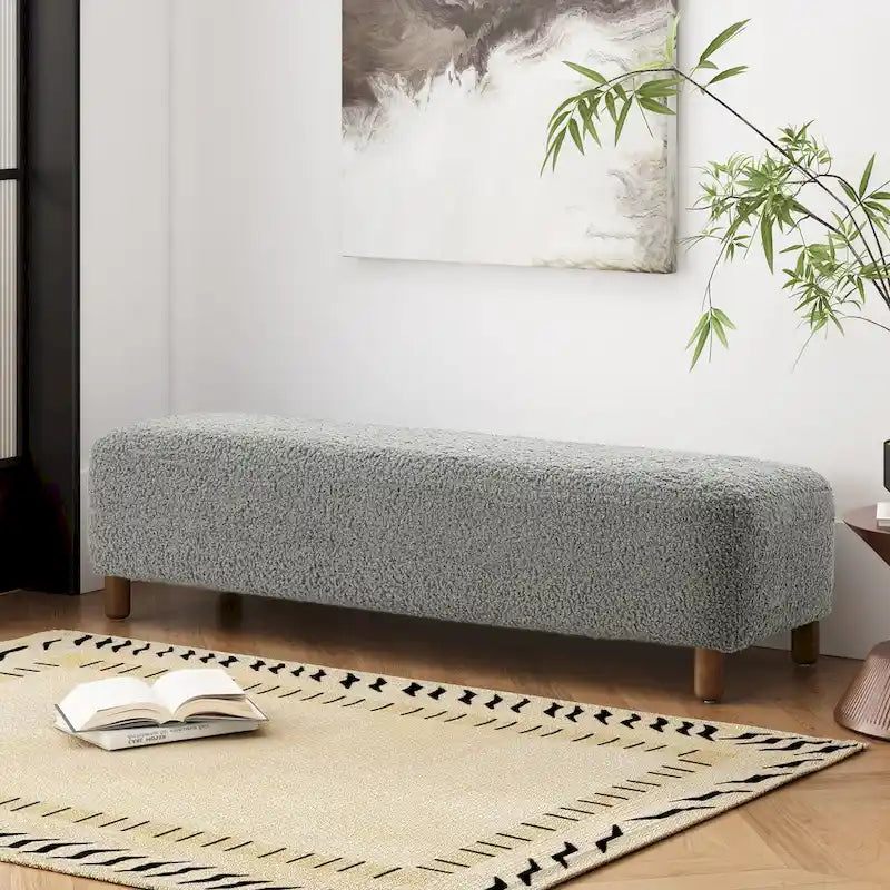 Banc ottoman moderne en bouclé