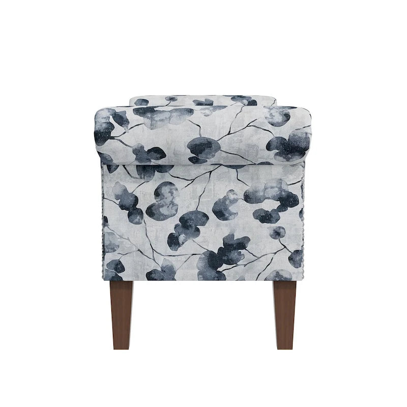 Banc de rangement Ottoman traditionnel à accoudoirs roulés avec clous décoratifs