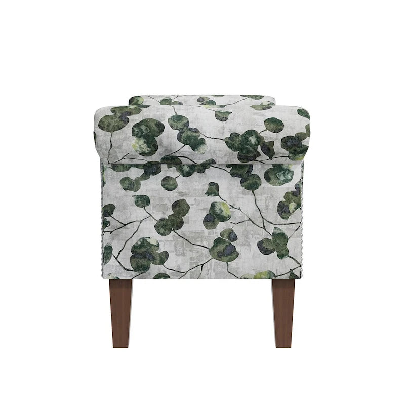 Banc de rangement Ottoman traditionnel à accoudoirs roulés avec clous décoratifs